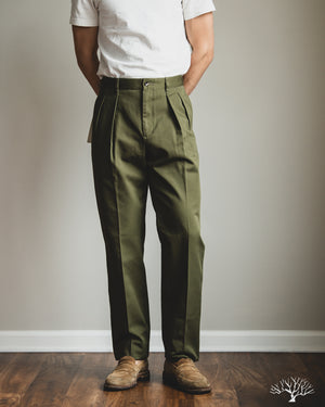 Barnstormer - 1955UC 2 Pleated Chino Trousers - Olive – Withered Fig