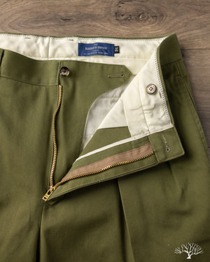 Barnstormer - 1955UC 2 Pleated Chino Trousers - Olive – Withered Fig
