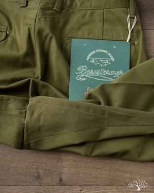 Barnstormer - 1955UC 2 Pleated Chino Trousers - Olive – Withered Fig