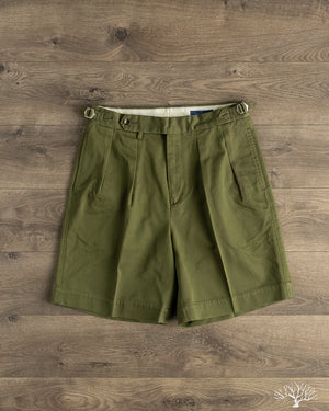 BS-B45S 2 Pleated Classic Shorts - Olive