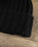 Cableami Cashmere 2x2 Rib Watch Cap - Black