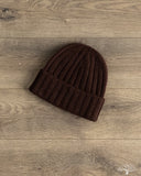 Cableami Cashmere 2x2 Rib Watch Cap - Brown