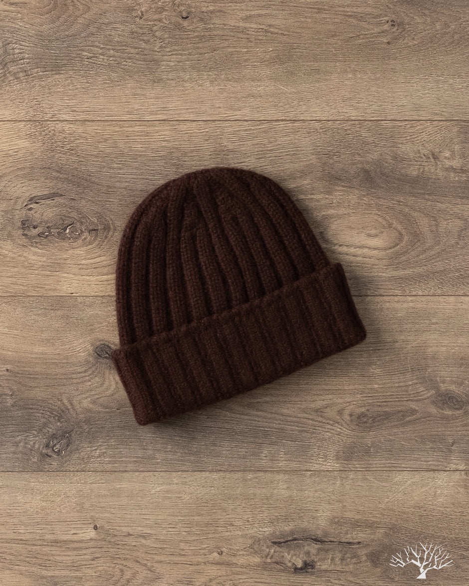 Cableami - Cashmere 2x2 Rib Watch Cap - Brown