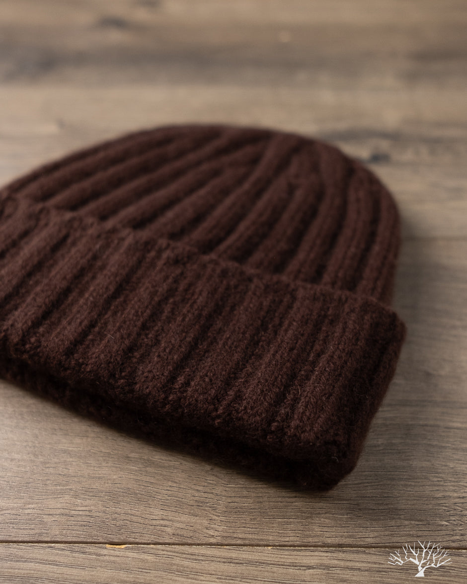 Cableami - Cashmere 2x2 Rib Watch Cap - Brown