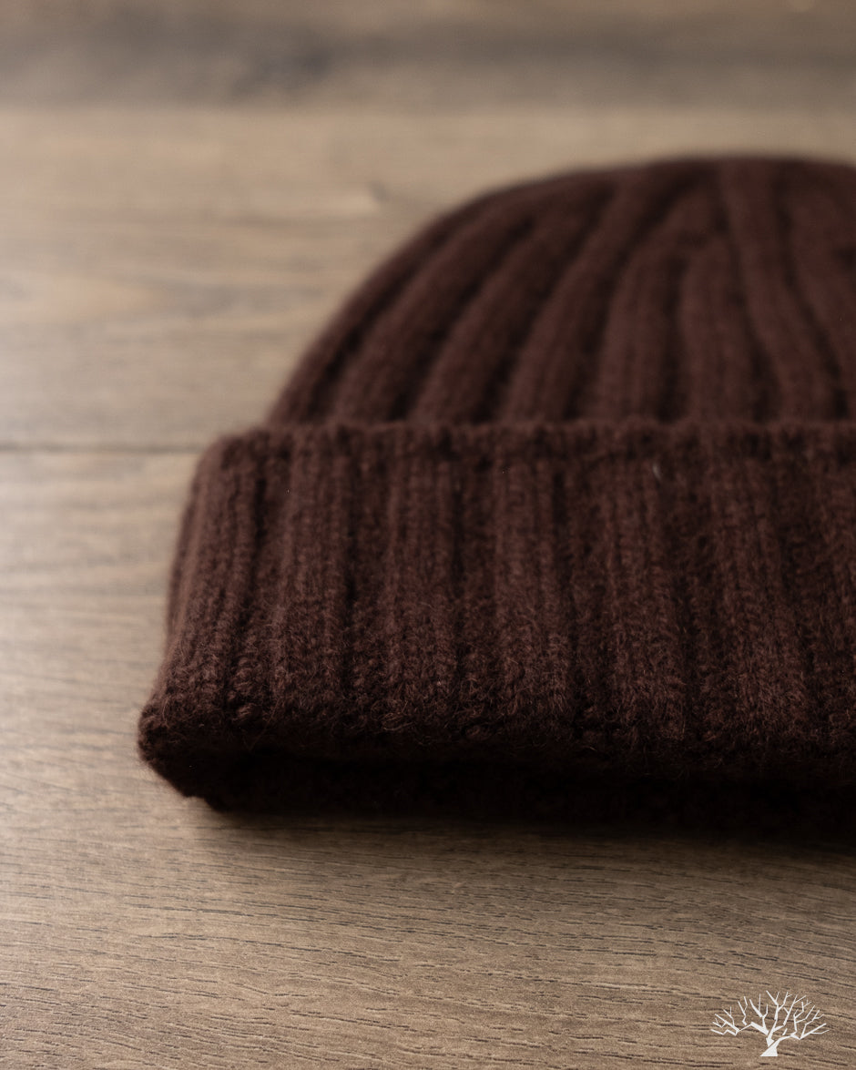 Cableami - Cashmere 2x2 Rib Watch Cap - Brown
