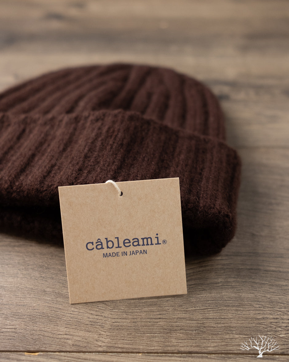 Cableami - Cashmere 2x2 Rib Watch Cap - Brown