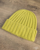 Cableami Cashmere 2x2 Rib Watch Cap - Lime