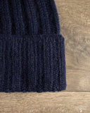 Cableami Cashmere 2x2 Rib Watch Cap - Navy