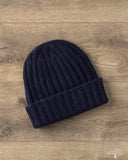 Cableami Cashmere 2x2 Rib Watch Cap - Navy