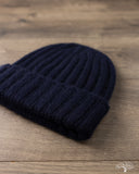 Cableami Cashmere 2x2 Rib Watch Cap - Navy