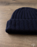 Cableami Cashmere 2x2 Rib Watch Cap - Navy