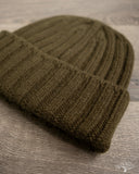 Cableami Cashmere 2x2 Rib Watch Cap - Olive