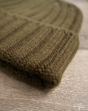 Cableami Cashmere 2x2 Rib Watch Cap - Olive