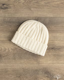 Cableami Cashmere 2x2 Rib Watch Cap - White