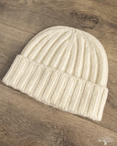 Cableami Cashmere 2x2 Rib Watch Cap - White