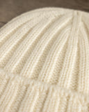 Cableami Cashmere 2x2 Rib Watch Cap - White