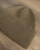 Cableami Linen-Like Finished Cotton Watch Cap - Olive