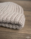 Cableami Mohair Tube-Yarn Watch Cap - Light Beige