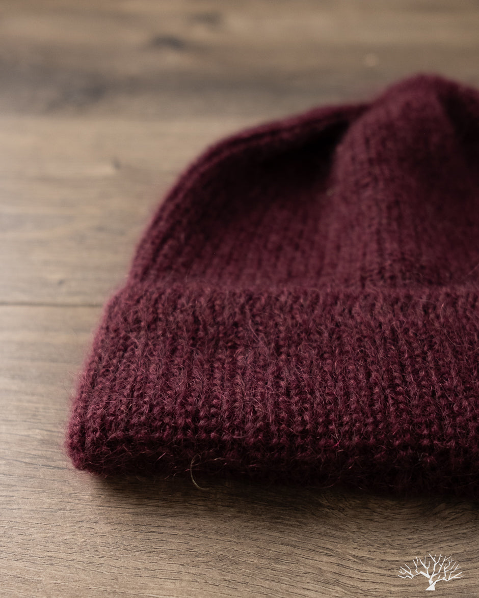 Cableami Mohair Watch Cap - Burgundy