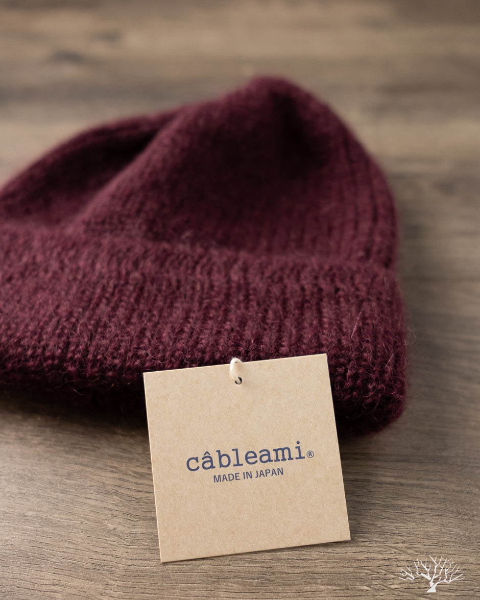 Cableami Mohair Watch Cap - Burgundy