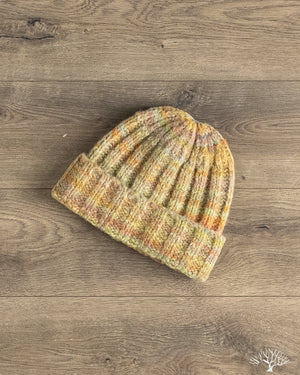 Cableami Space Dyed Yarn 2x2 Rib Watch Cap - Yellow