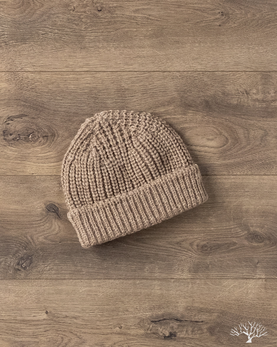 Cableami Wool Short Watch Cap - Beige