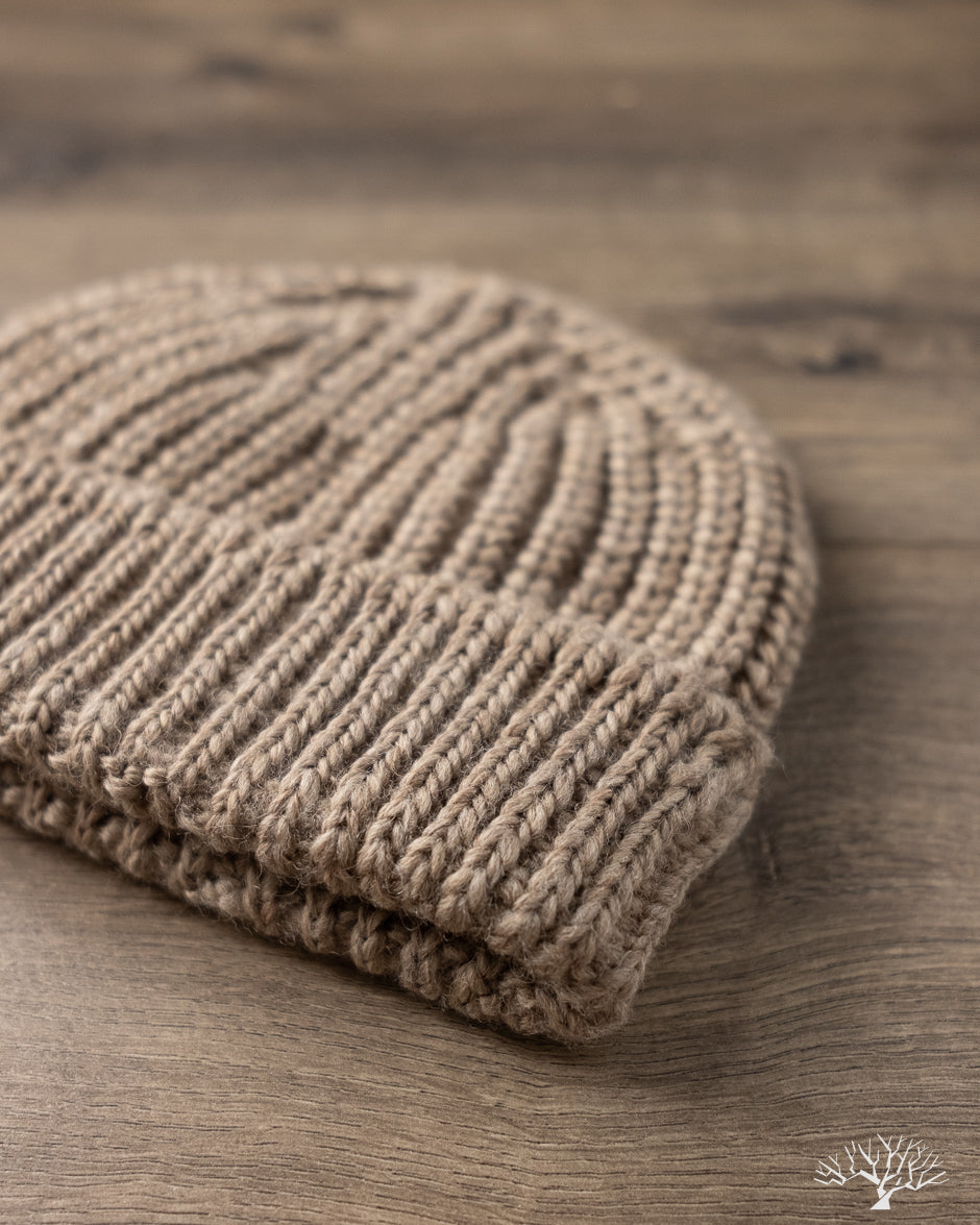 Cableami Wool Short Watch Cap - Beige