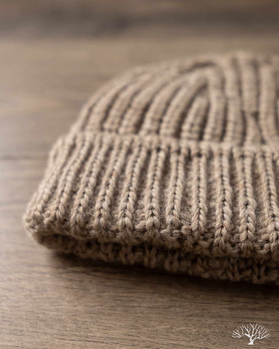 Cableami Wool Short Watch Cap - Beige