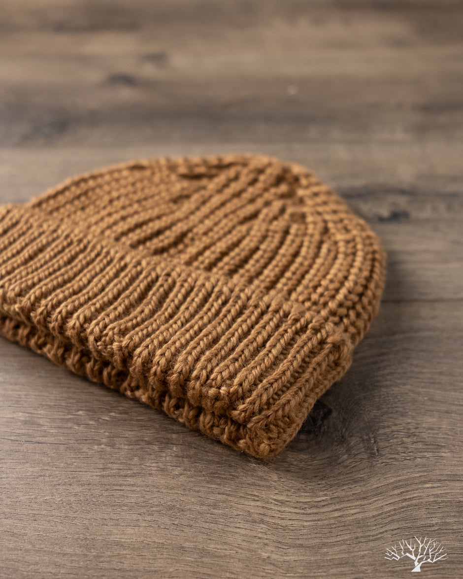 Cableami Wool Short Watch Cap - Camel