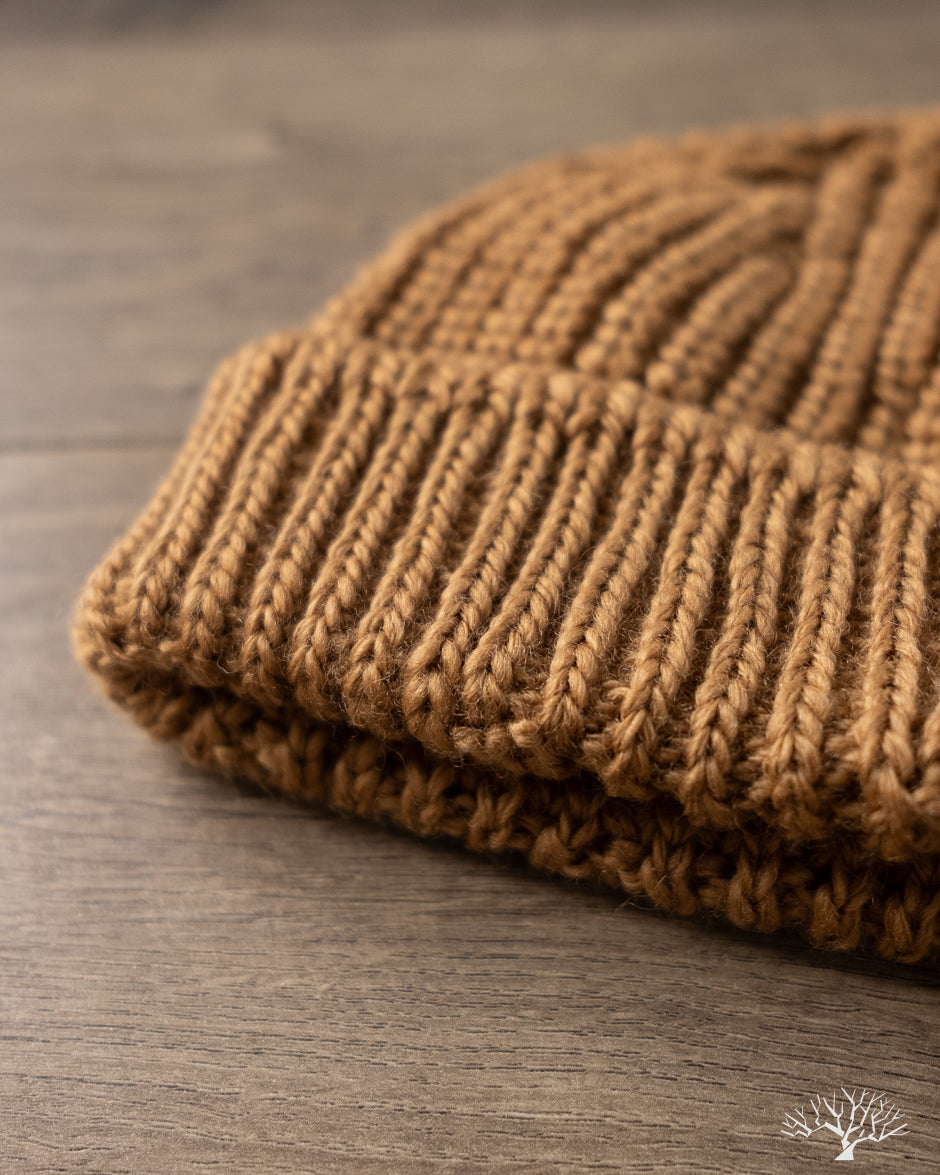Cableami Wool Short Watch Cap - Camel
