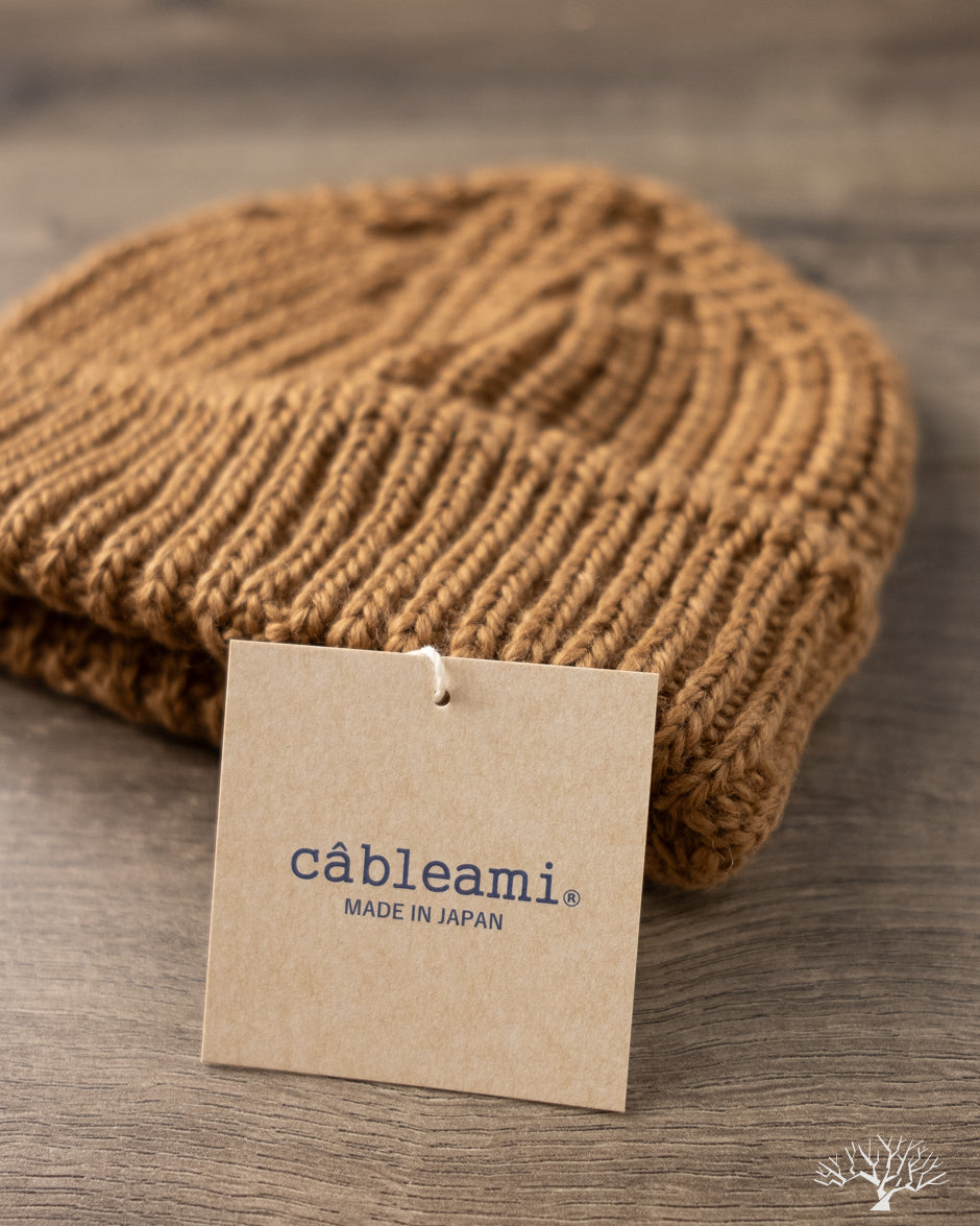 Cableami Wool Short Watch Cap - Camel