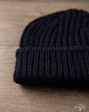 Cableami Wool Short Watch Cap - Navy