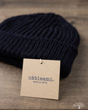 Cableami Wool Short Watch Cap - Navy