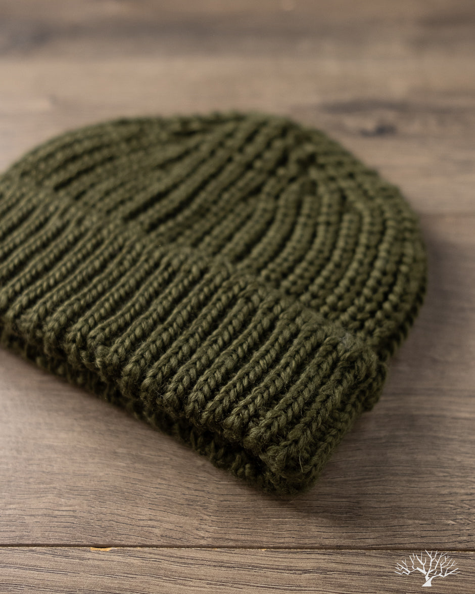 Cableami Wool Short Watch Cap - Olive