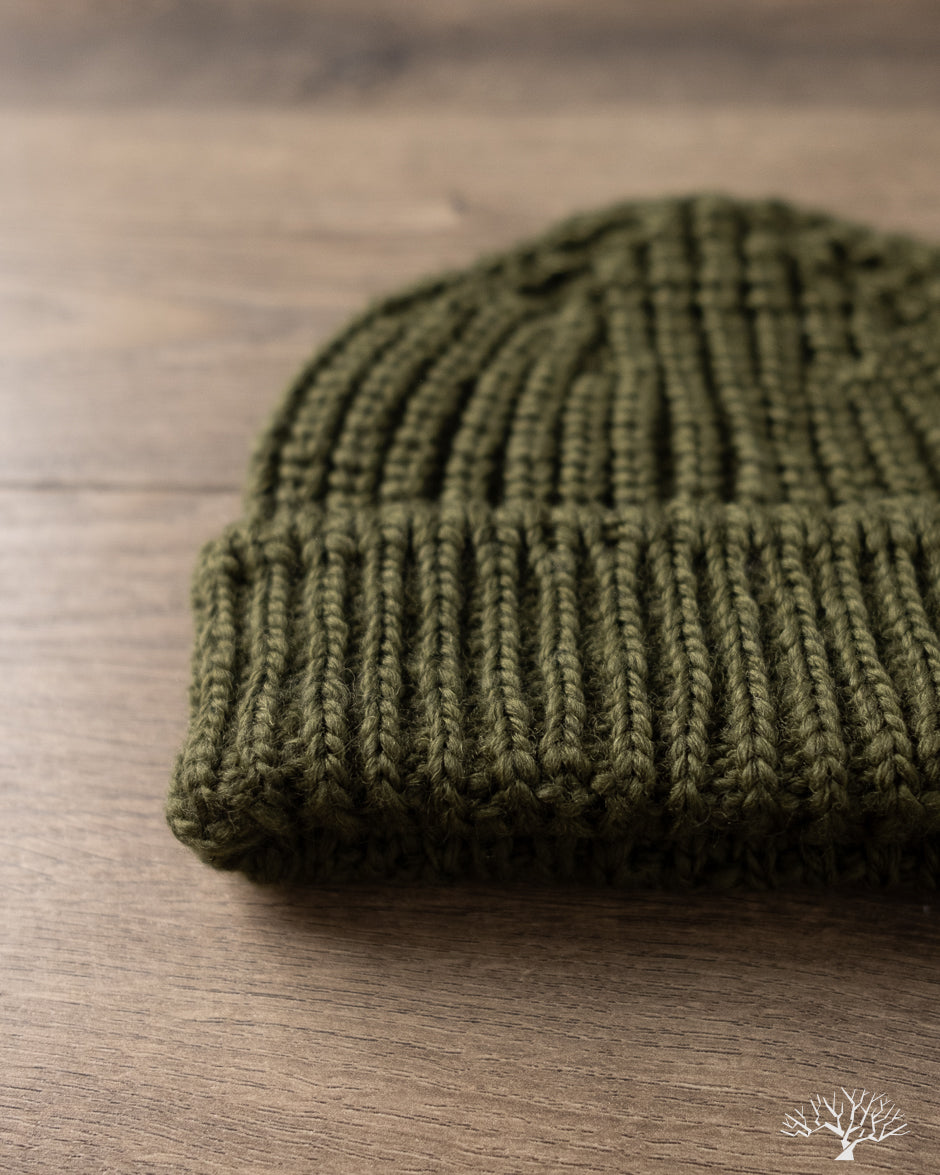 Cableami Wool Short Watch Cap - Olive