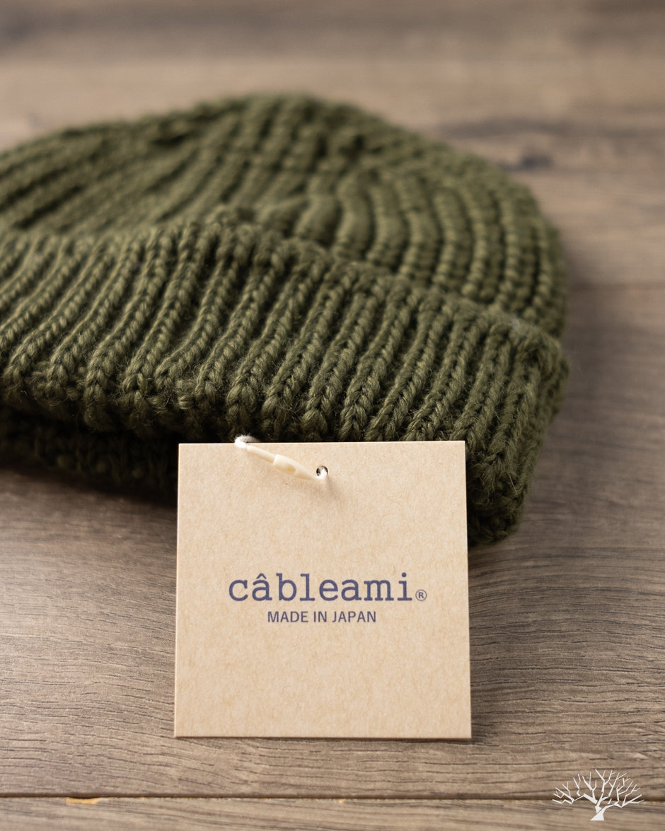 Cableami Wool Short Watch Cap - Olive