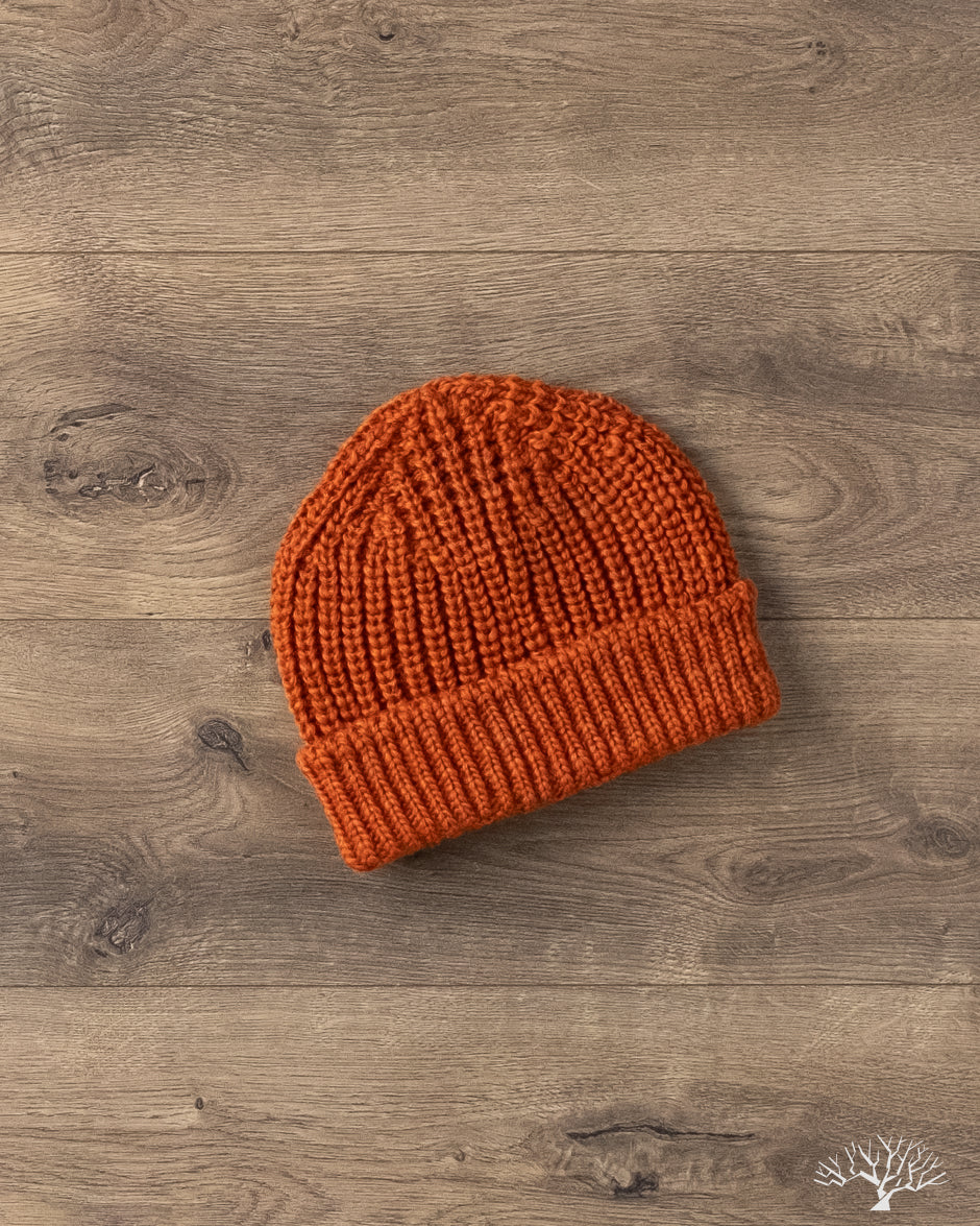 Cableami Wool Short Watch Cap - Orange
