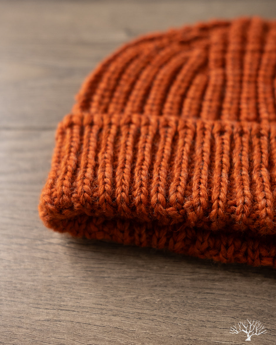 Cableami Wool Short Watch Cap - Orange