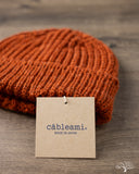 Cableami Wool Short Watch Cap - Orange