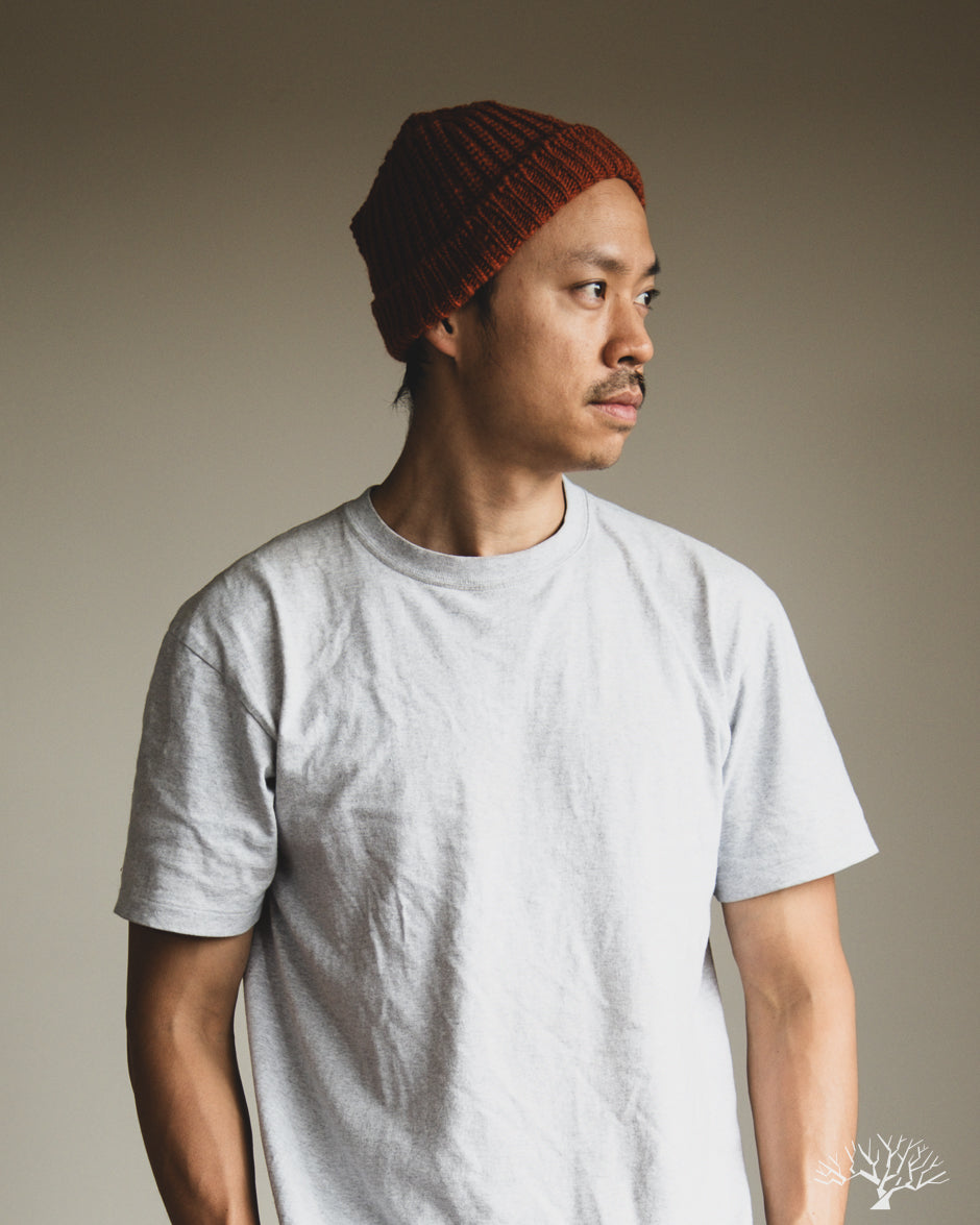 Cableami Wool Short Watch Cap - Orange