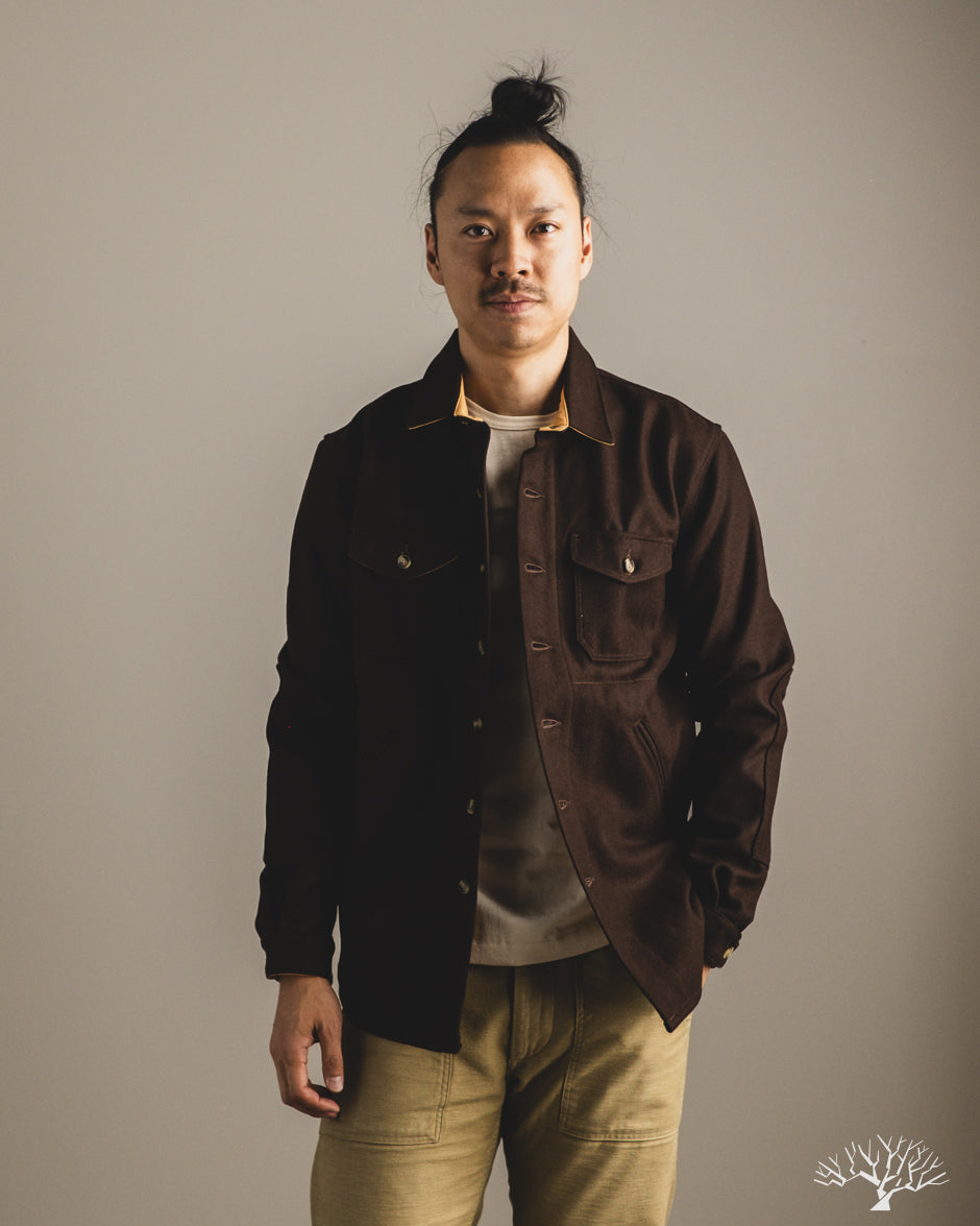 Dehen 1920 Crissman Overshirt - Brown Melton Wool