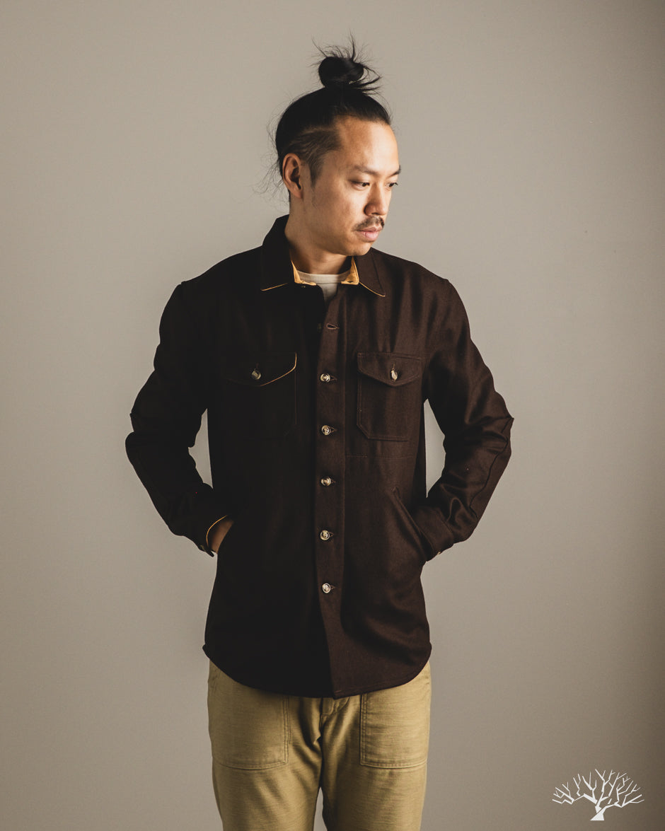 Dehen 1920 Crissman Overshirt - Brown Melton Wool
