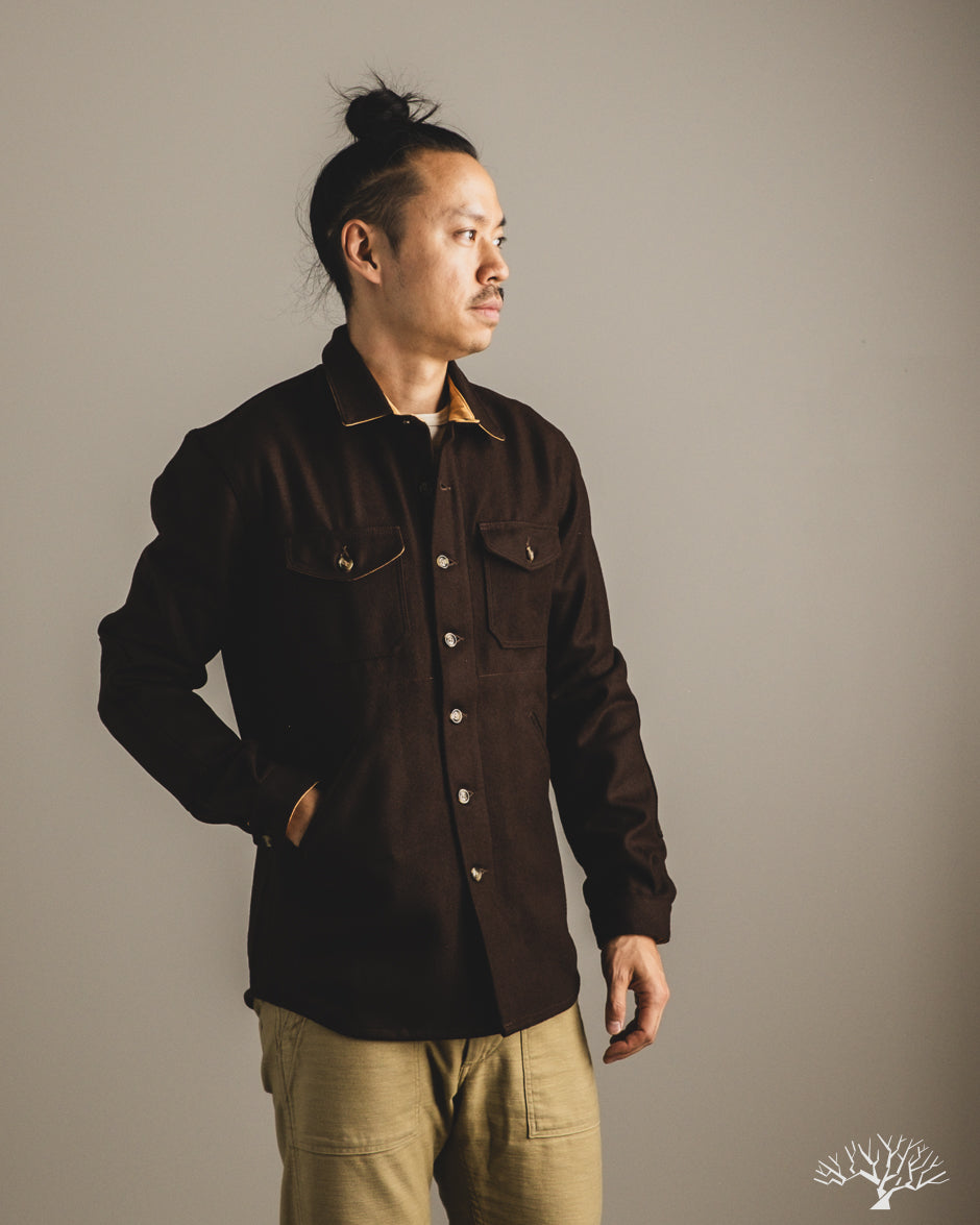 Dehen 1920 Crissman Overshirt - Brown Melton Wool