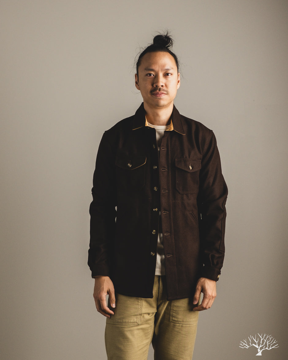 Dehen 1920 Crissman Overshirt - Brown Melton Wool