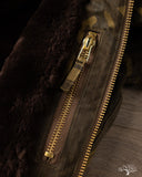 Dehen 1920 N-1 Deck Jacket - Dry Wax Cotton Darkwood Camo Brown Mouton