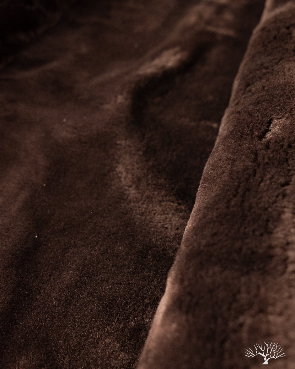 Dehen 1920 N-1 Deck Jacket - Dry Wax Cotton Darkwood Camo Brown Mouton