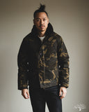 Dehen 1920 N-1 Deck Jacket - Dry Wax Cotton Darkwood Camo Brown Mouton