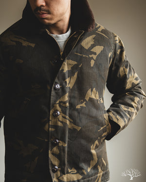 Dehen 1920 - N-1 Deck Jacket - Dry Wax Cotton Darkwood Camo Brown