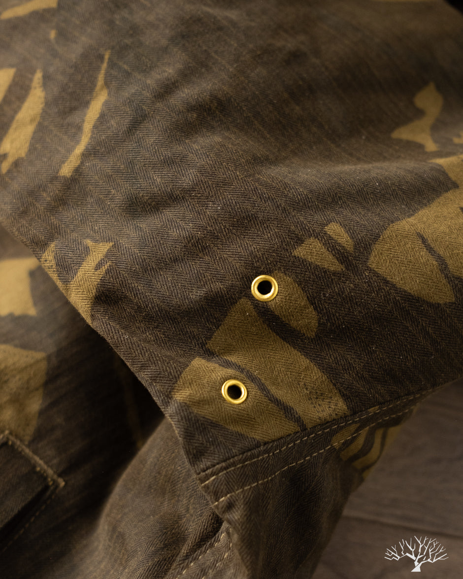 Dehen 1920 N-1 Deck Jacket - Dry Wax Cotton Darkwood Camo Brown Mouton