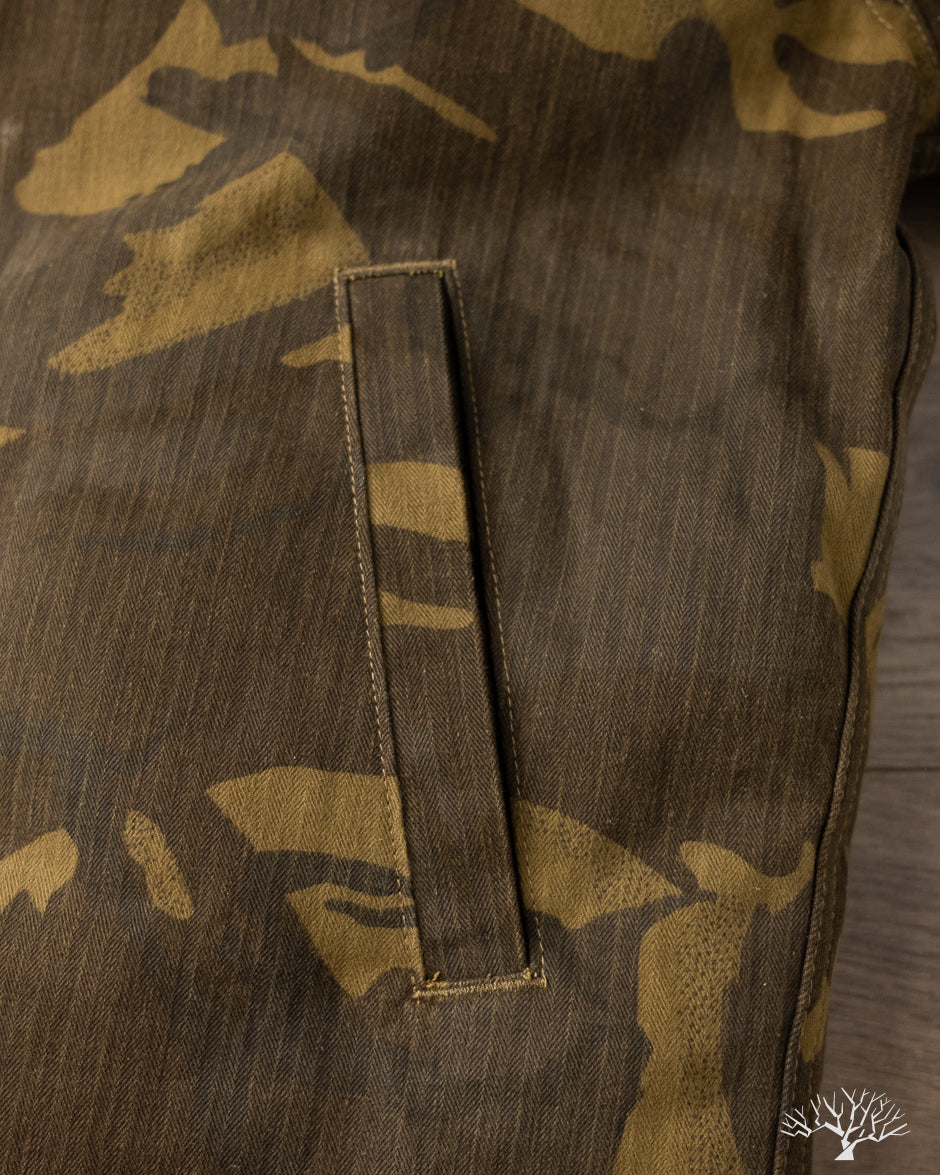 Dehen 1920 N-1 Deck Jacket - Dry Wax Cotton Darkwood Camo Brown Mouton